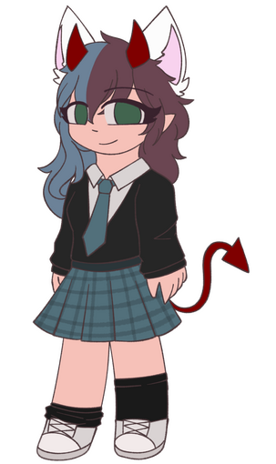 Fullbody of og fit w/ horns &amp; tail